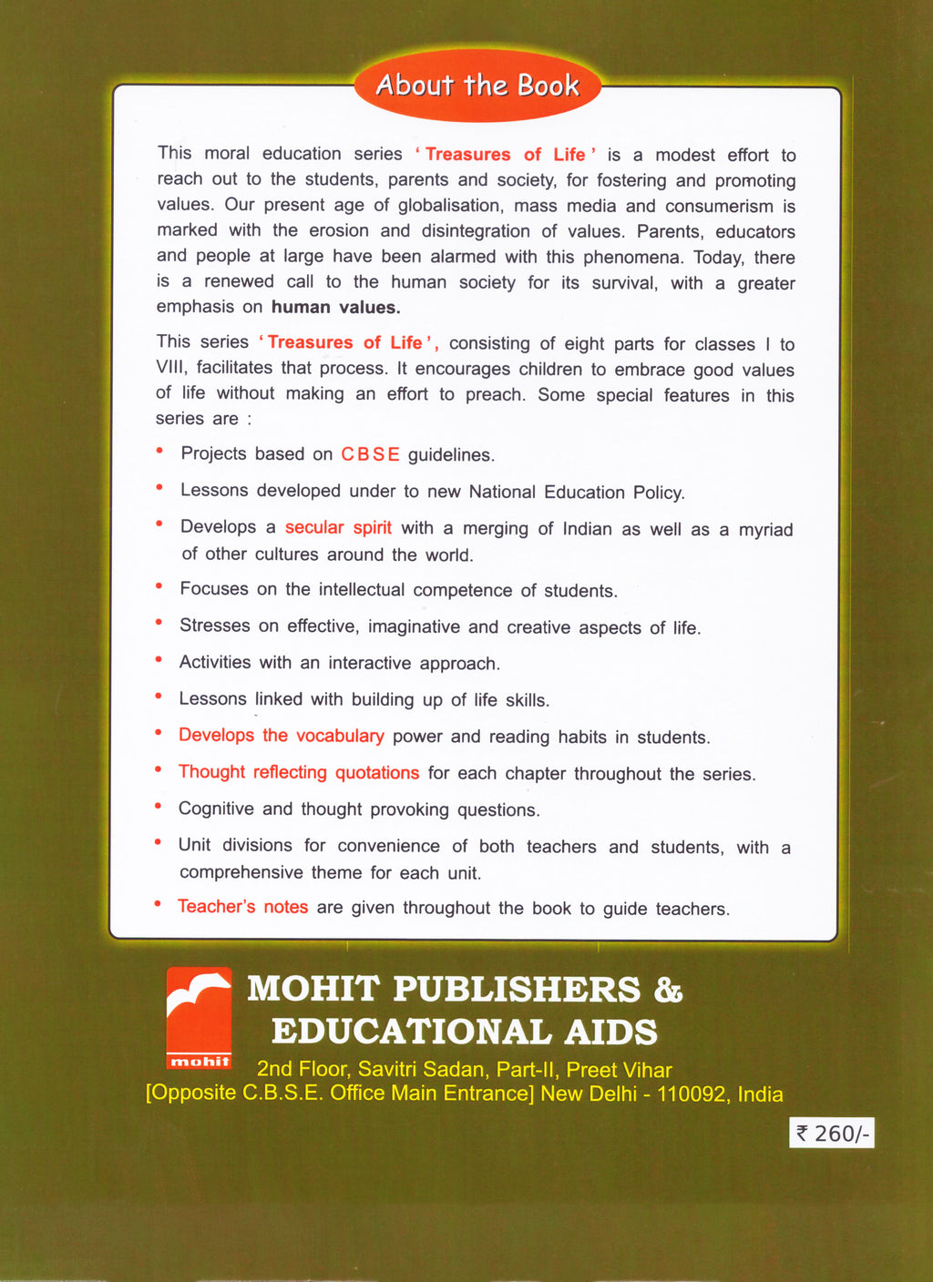 Treasures of Life  Class - 8